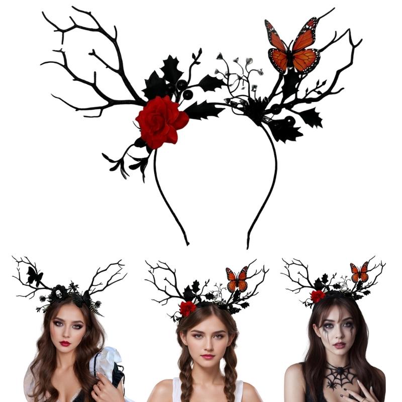 Lovely Flower Tree Branch Hair Hoop Women Girl Photography Makeup Headband for Christmas Halloween Party Headpieces