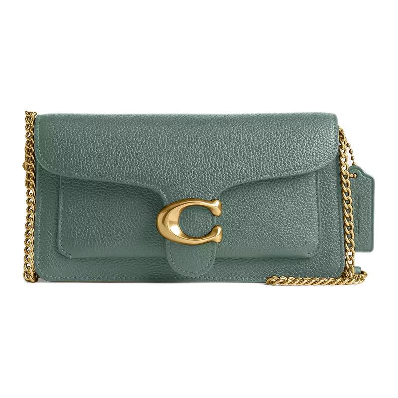 

COACH Tabby 20 Plain Chain Hardware Polished Pebbled Leather Shoulder Bag Small Women s Sage Green золотий