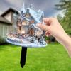Snowy House Stake 2D Επίπεδη Ακρυλική Ζαρντινιέρα Διακόσμηση Εορταστική γλάστρα Στολίδι Κήπος για αυλή γκαζόν μπαλκονιού