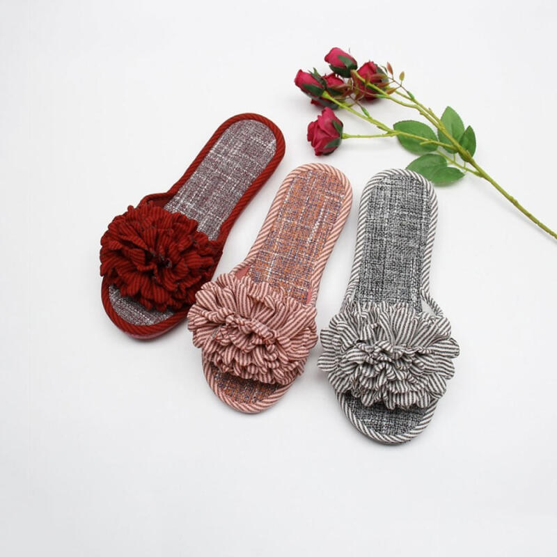 Striped corsage living room slippers indoor slippers pink 5490₽