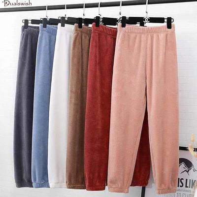 Warm Fleece Pants Women's Casual Home Trousers Coral Fleece Loose Comfortable Plush Pants Autumn Winter