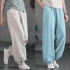 Summer Cotton Linen Literary Vintage Ankle Tie Pants Women's Loose Solid Color Versatile Casual Lantern Long Pants