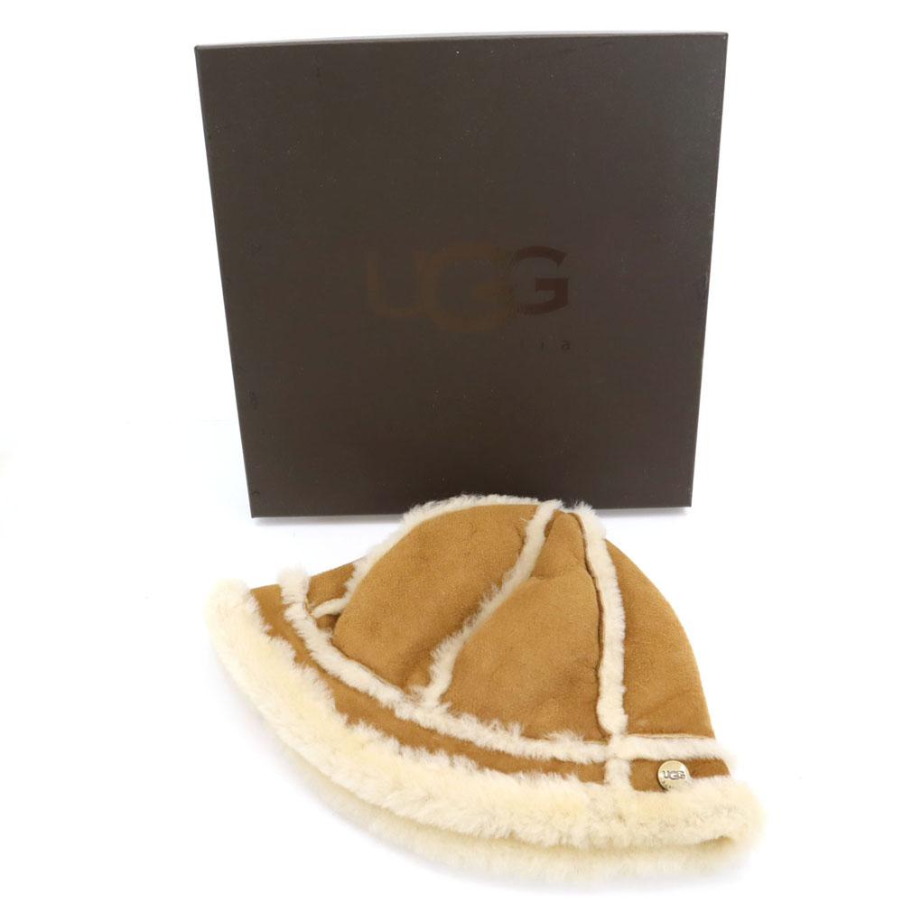 

UGG Sheepskin hat Brown Fluffy With Box Women Used