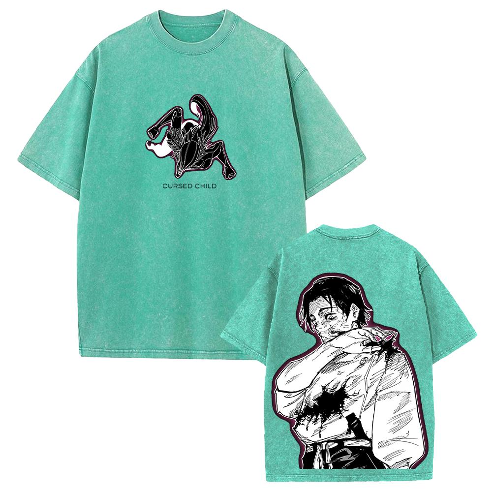 Anime Jujutsu Kaisen Okkotsu Yuta Graphic T Shirt Men Women Washed Cotton Tshirts Vintage Casual Loose Clothing Harajuku T-shirt