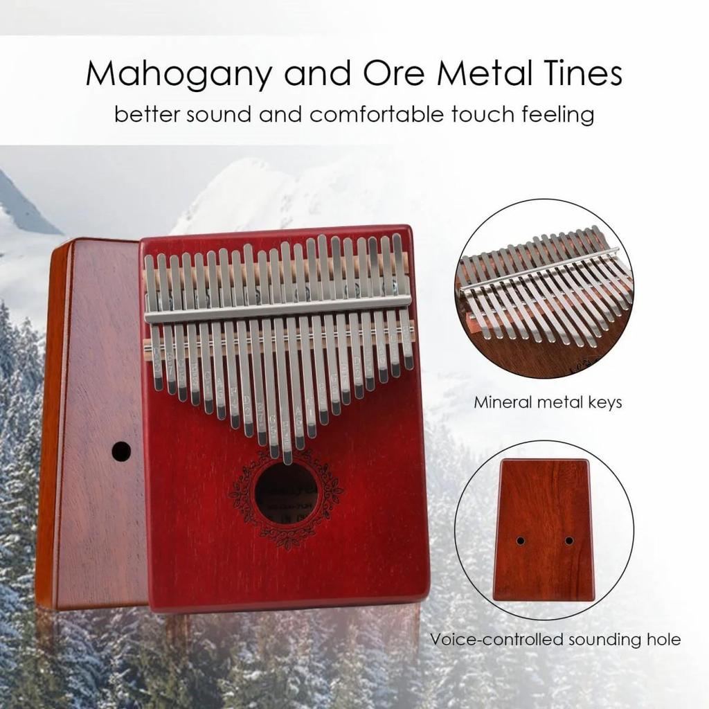 17 Keys Kalimba Thumb Piano Instrument Finger Mbira Mahogany Wood and 21 Keys