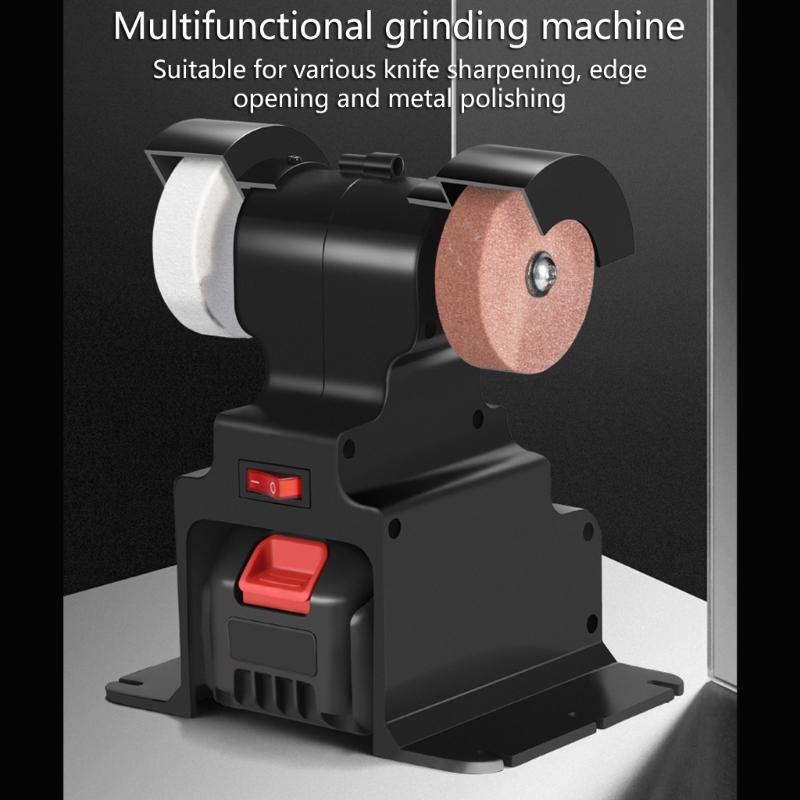 Cordless Electric Benches Grinder With Double Sanding Wheels Perfect For 18V Battery Metal Woodworking DIY Projects