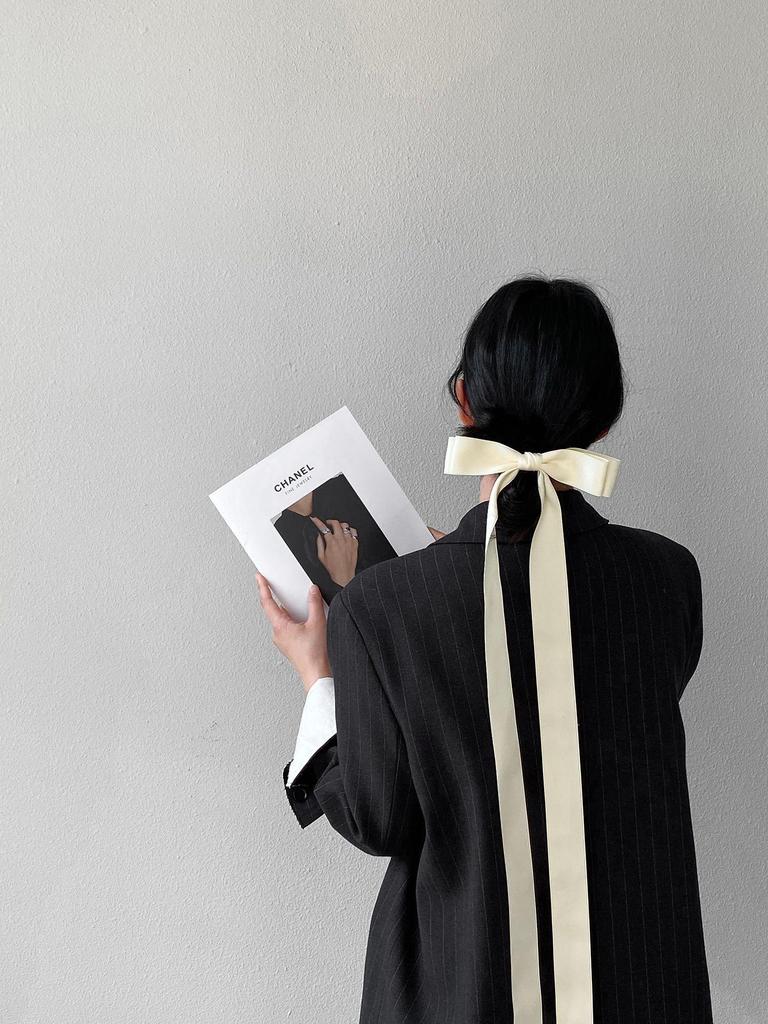 Jiang Zuo Minimalist Korean Style Embroidered Striped Blazer