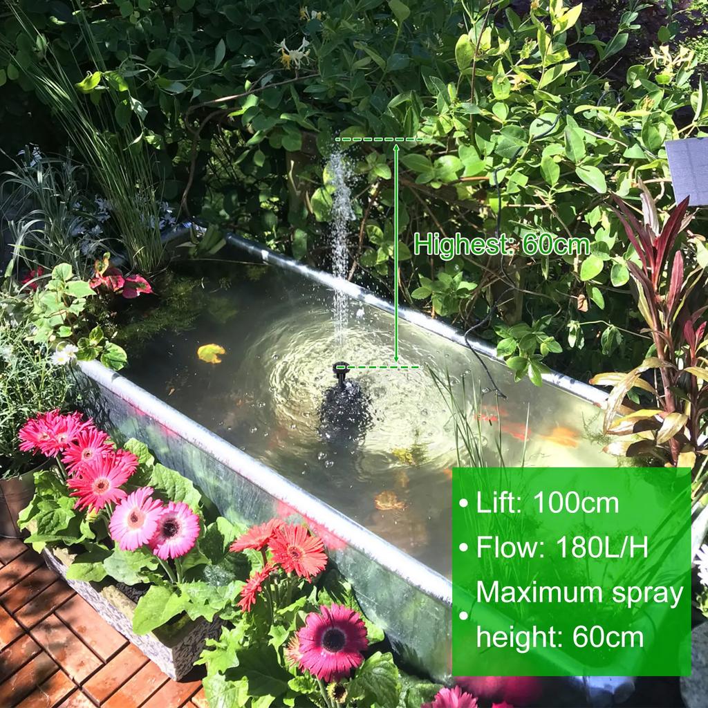 1.5W Panel Brushless Solar Water Pump Monocrystalline Silicon Low Noise Waterfall Fountain Pond Pump Kit Tool Garden Decoration