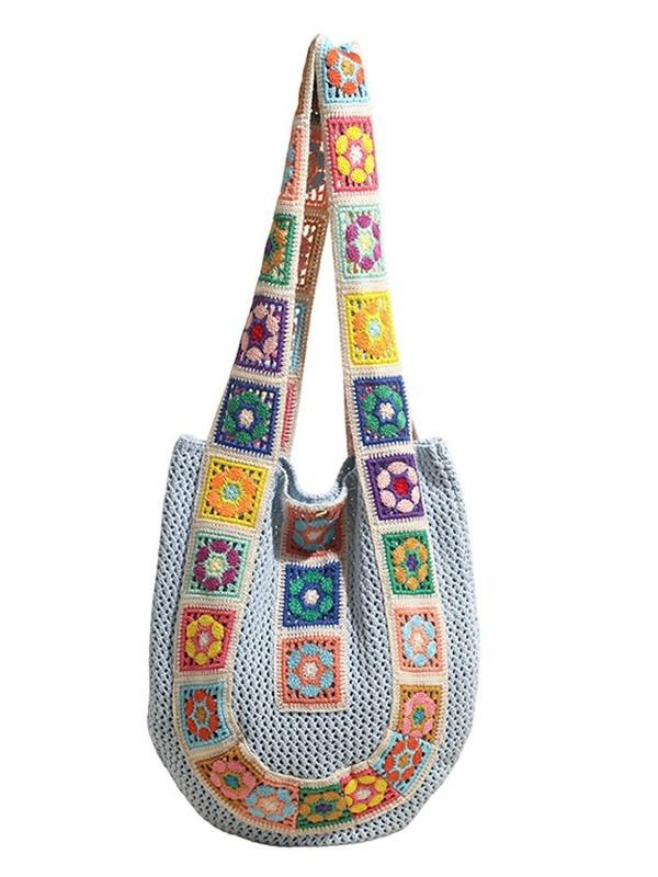 Bohemian Handwoven Tote Bag Large Capacity Cotton Casual Travel Purse For Daily Use