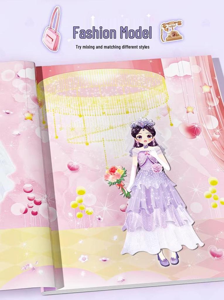 Princess Dress-Up Sticker Book for Girls Ages 2-6 - Fun Dress and Paint Attention Game