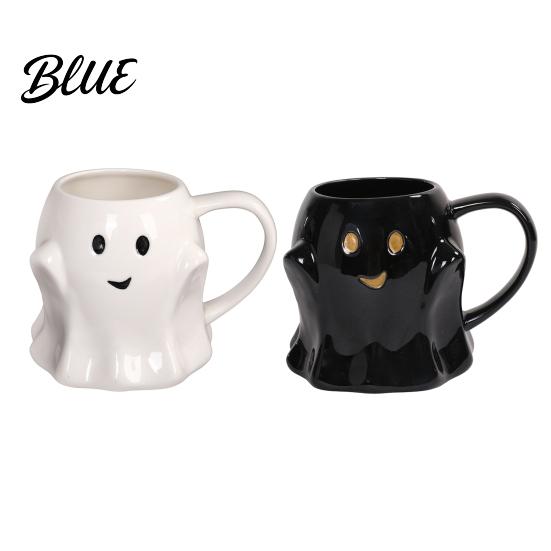 Creative Halloween Party Prop Ghost Ceramic Water Cup Cute 3D Smiling Face Smooth Glazed Cup Coffee Mug Decorative Drinkware for Hot And Cold