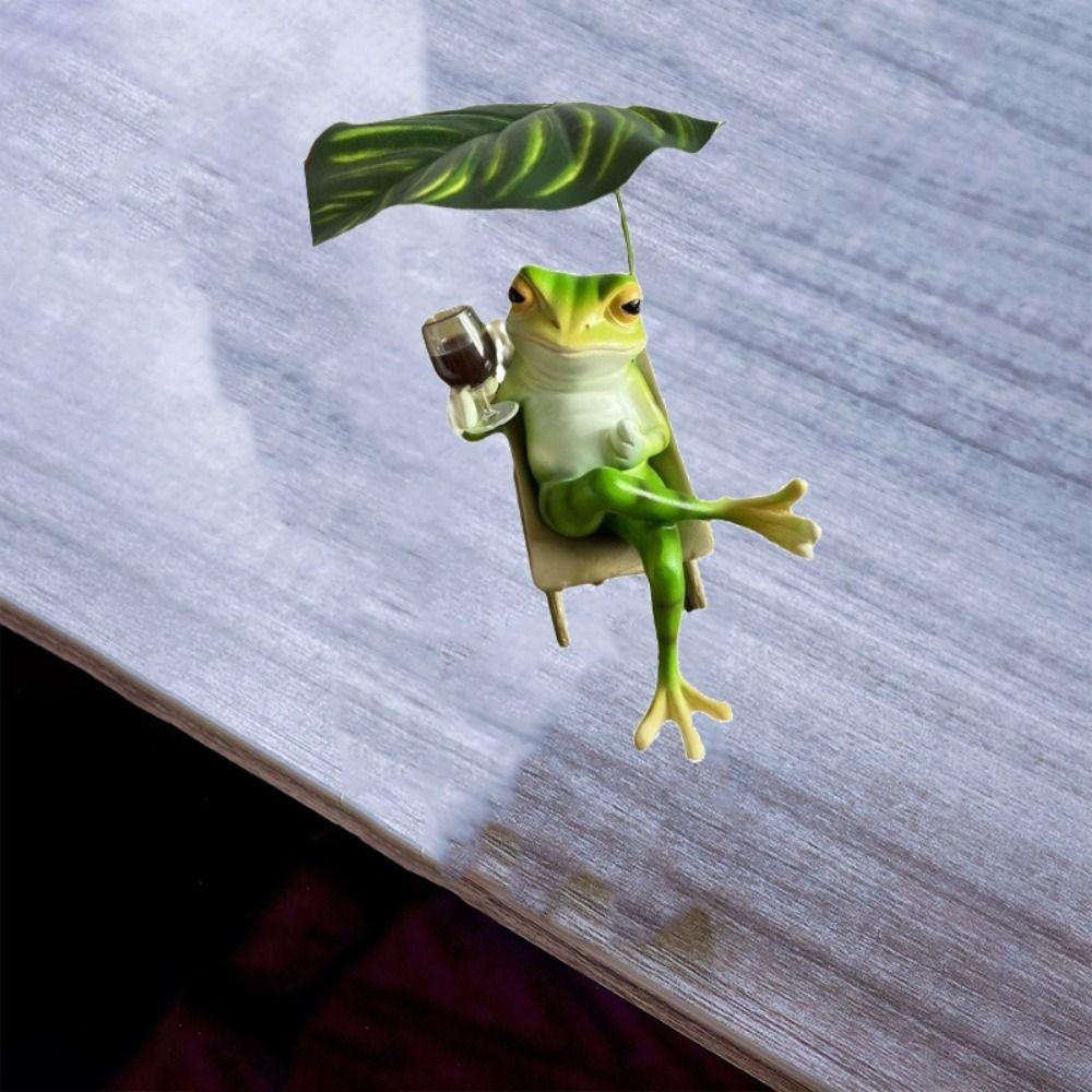 Cartoon Vacation Frog Ornament Cute Miniatures Figurine Crafts Animal Sculpture  Courtyard
