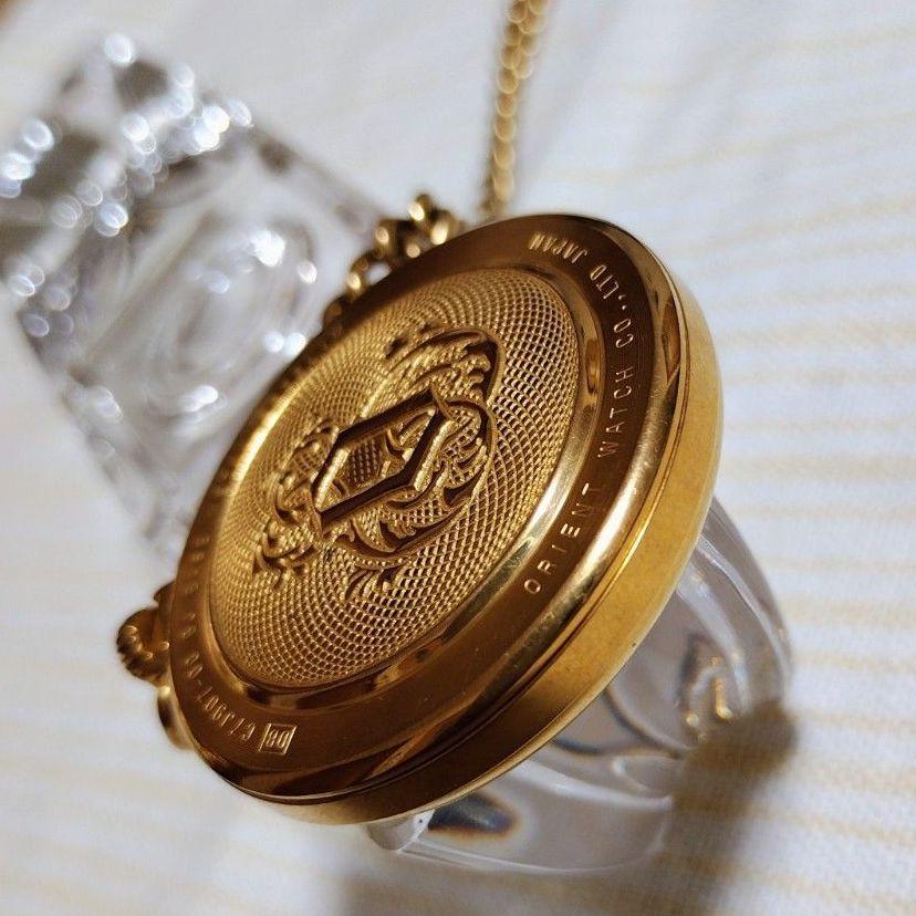 Used Rare excellent condition ORIENT gold-colored pocket watch multi-function