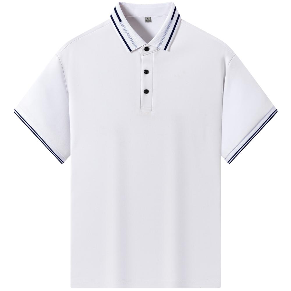 Men's Summer Casual Short Sleeve Ribbed Cuffs Polo Shirt, Lightweight Straight Fit 3-button Plackets Business Collared Shirts