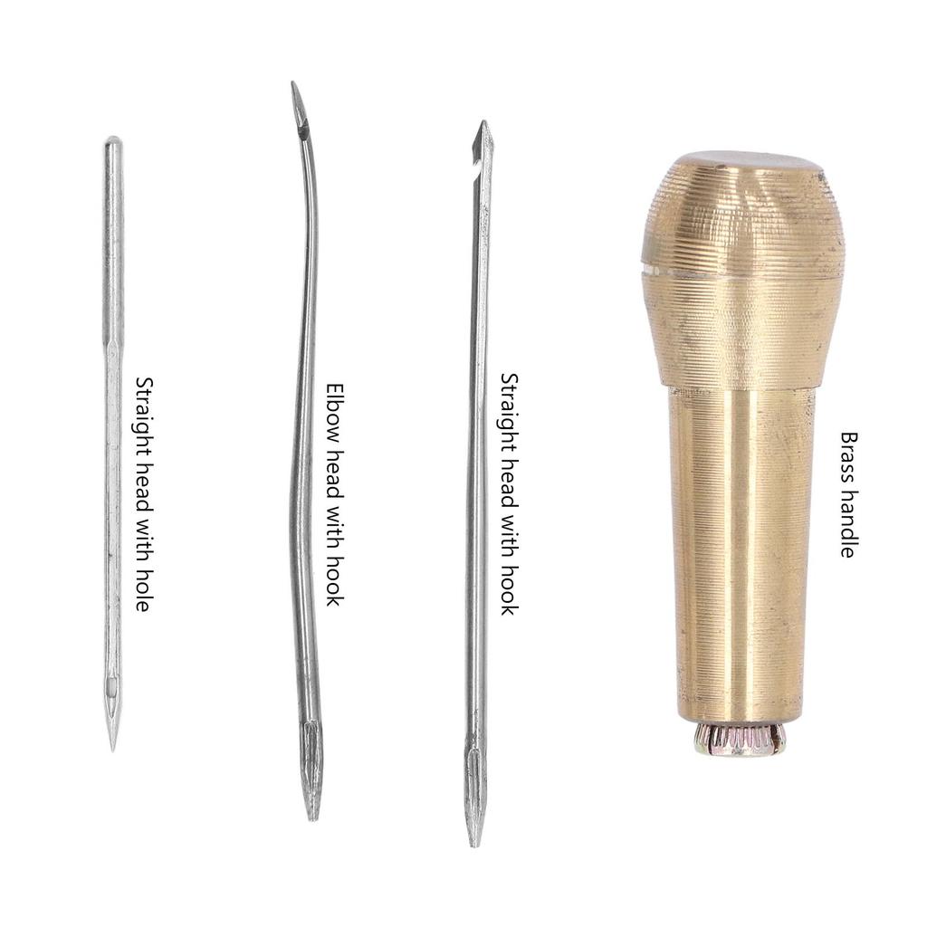 Hand Stitch Awl Leather Sewing Awl Hand Stitch Needle Tool Kit Set with Brass Handle for Handmade Shoe Repair Leather Sewing Awl