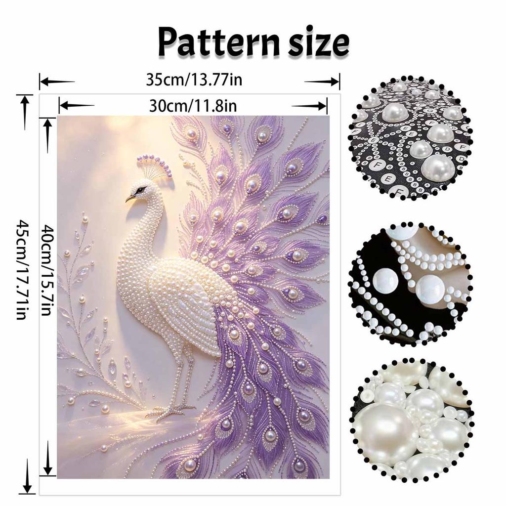 Handmade Elegant Purple Peacock Pearl DIY Painting Creative Interior Wall Art Fine Gift For Household Home Space Beautification Art Decor