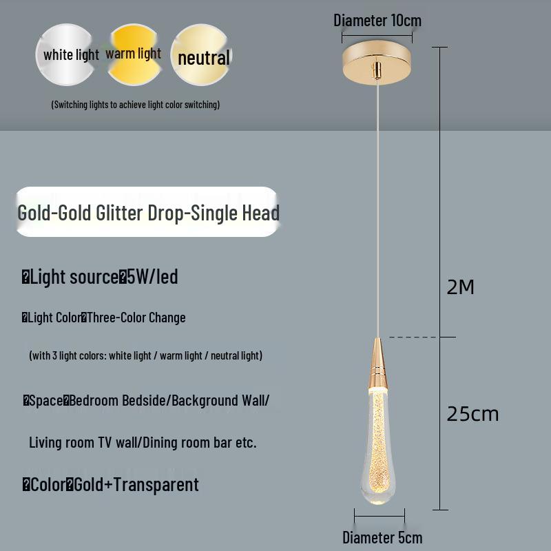 Luxury Crystal Pendant Light: Elegant Bedside or Background Illumination