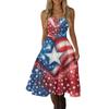 Women's Casual Fashion Independence Day Print V-Neck Retro Sleeveless Dress