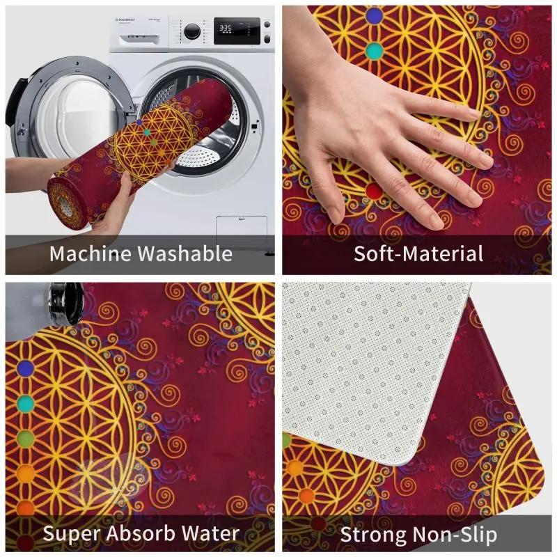 Fußmatte „Blume des Lebens“ für Küche, Bad, Garten, Terrasse oder Balkon – rutschfest, ideal für den Außenbereich, spirituell, Yoga, Zen und als Mandala-Fußmatte.