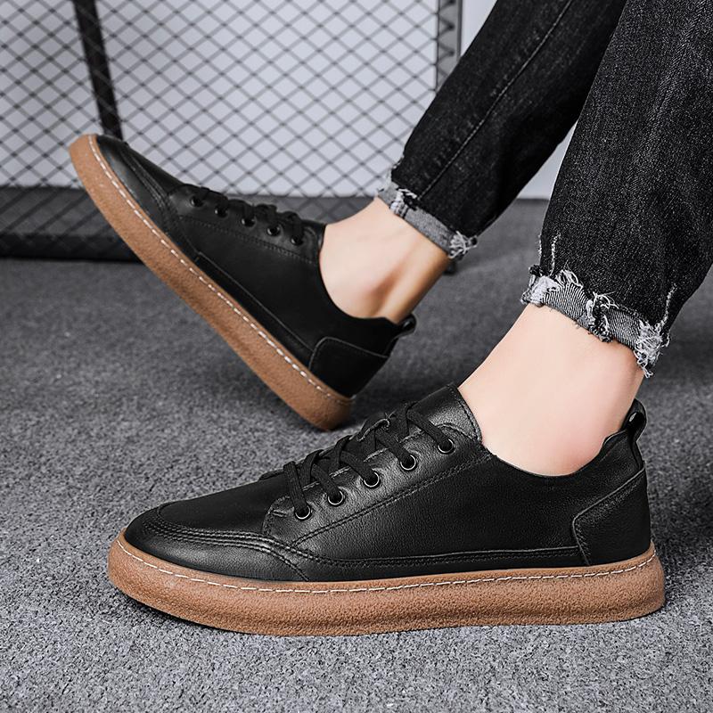Men Top Layer Cow Leather Small White Shoes Casual Shoes Fashion Men Leather Sneakers Breathable Spring Men Designer Men Loafers