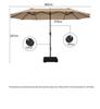 Large Outdoor Cafe & Terrace Sun Umbrella with Three-Head Center Pole