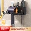 Wall-Mounted Hair Dryer Holder - No Drilling Required, Plastic Bathroom Storage Rack With Multiple Compartments For Hair Dryers