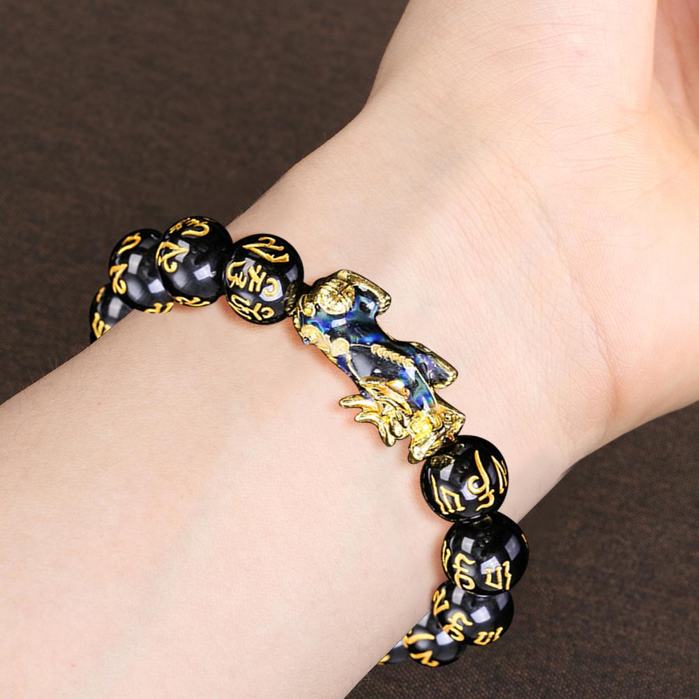 Feng Shui Hand Carved Bead Bracelet Color Changed with Golden Plating Bead Jewelry