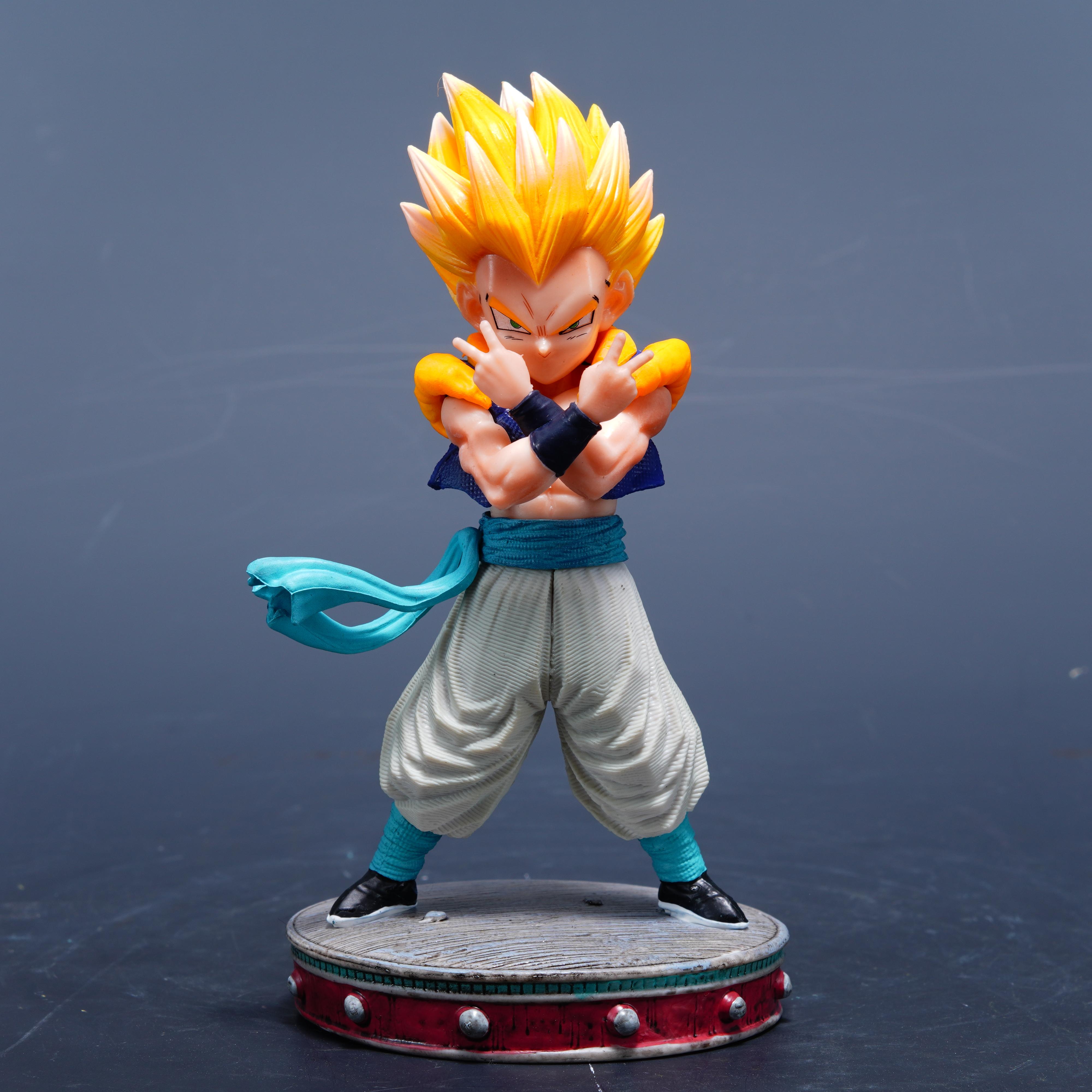 

17cm Gotenks Model Doll Dragon Ball Desktop Ornament Super Saiyan Gotenks Action Figures Statue Garage Kit Children S Toy Gifts