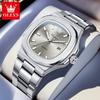 OLEVS New Man Watch Stainless Steel Fashion Square Nautilus Design Original Quartz Watches for Man Waterproof Men's Watches 3696
