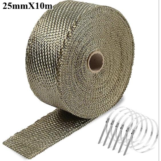 Header Heat Wrap Manifold Insulation Roll Resistant with Stainless Ties Motorcycle 5CMX10M Motorcycle Exhaust Thermal Tape