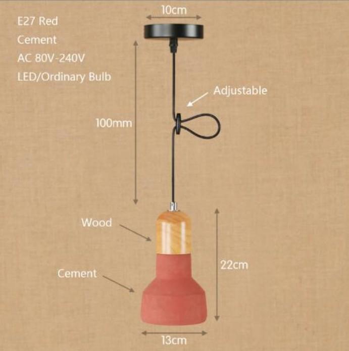 Lustre pequeno moderno industrial de cimento madeira maciça restaurante cozinha café bar