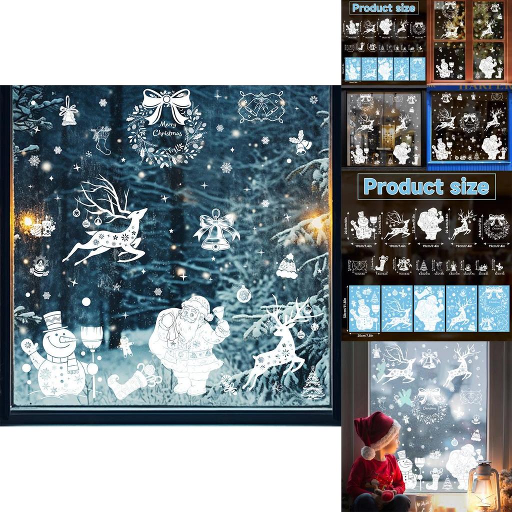Christmas Window Decals Pvc Snowflake Reindeer Decor For Holiday Festivities
