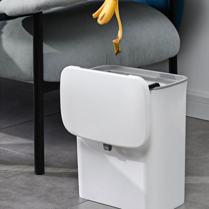 7L/9L Wall Mounted Trash Can Bin with Lid Waste Bin Kitchen Cabinet Door Hanging Trash Bin Garbage Car Recycle Dustbin Rubbish