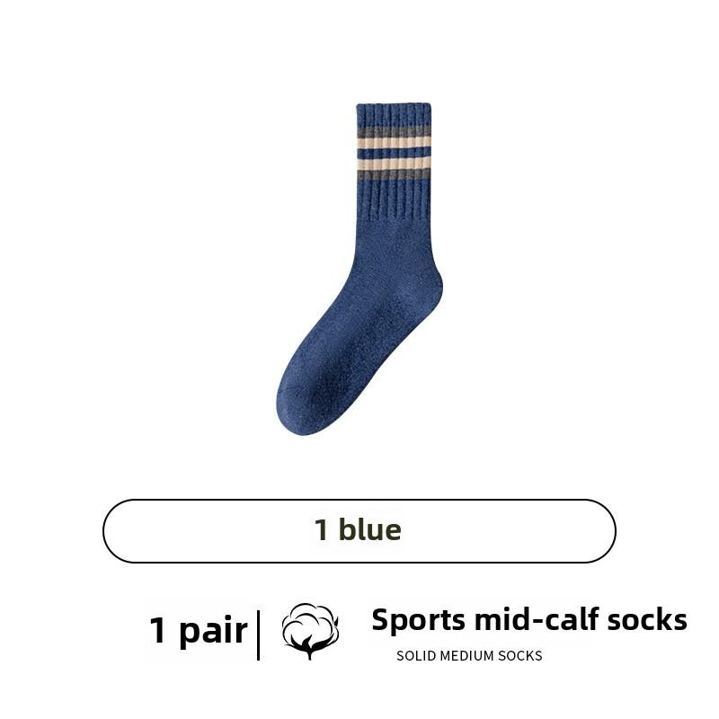 Men's Autumn and Winter Warm Velvet and Thick Towel Bottom Cylinder Pure Cotton Socks