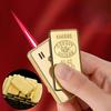 New Red Flame Side-sliding Gold Bar Lighter Windproof Compact Gold Brick Cigarette Lighter Men's Gift Cigarette Accessories