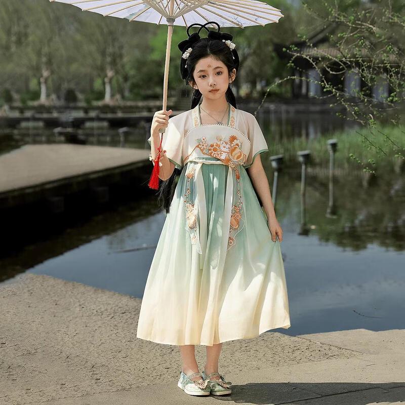 ASK JUNIOR Girls' Hanfu Style Short Sleeve Summer Dress