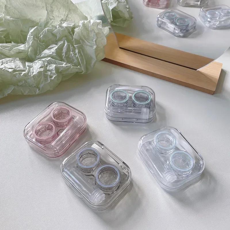 Tragbares Transparentes Pinzetten-Saugnapf-Stäbchen-Behälter-Set Tragbare Kontaktlinsenbox für Damen Reise-Kontaktlinsen-Etui Geschenk