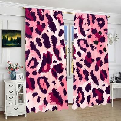 Elegant Pink Leopard Print Curtains Pole Bag Christmas Decorations Daily Home Room Curtain Polyester