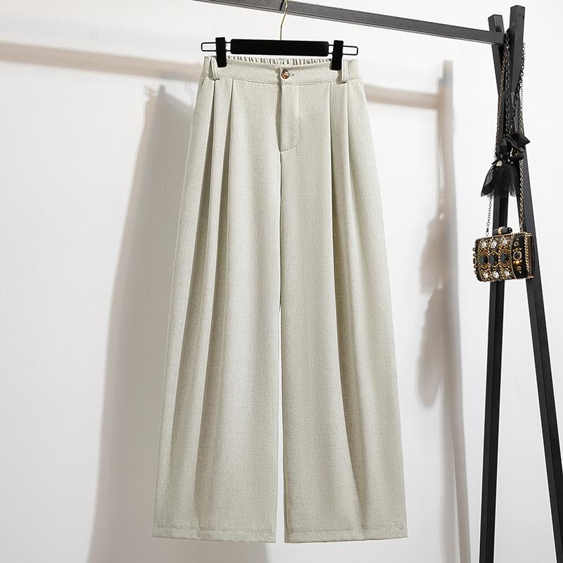 Danmo Plus Size Long Pants Women Solid Loose High Waist Casual Loose Basic Trousers Wide Leg Pants