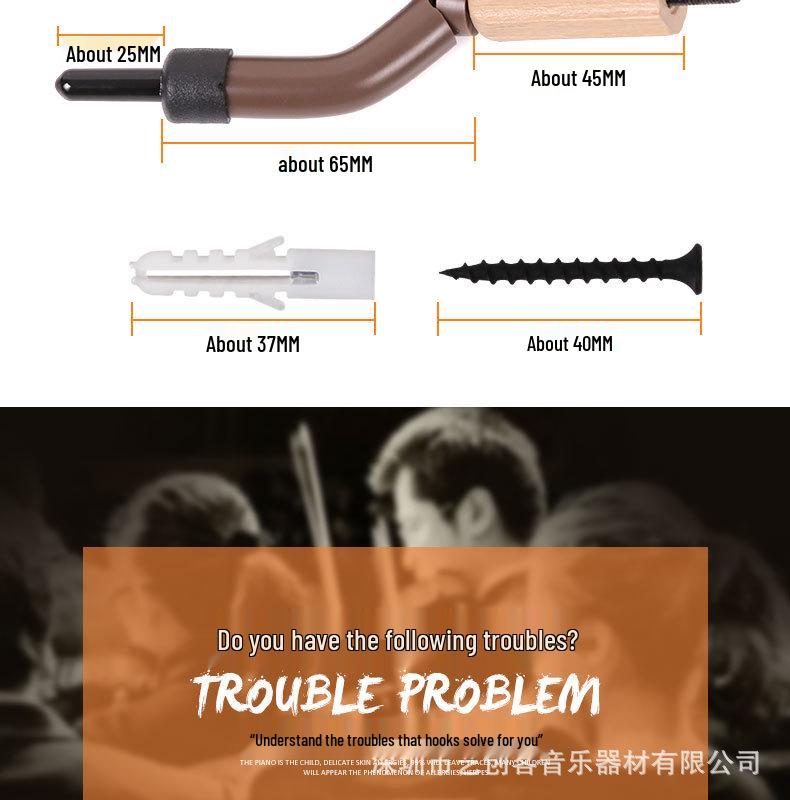 Violin Wall Mount with Solid Wood Base - Sturdy Violin Hanger and Stand