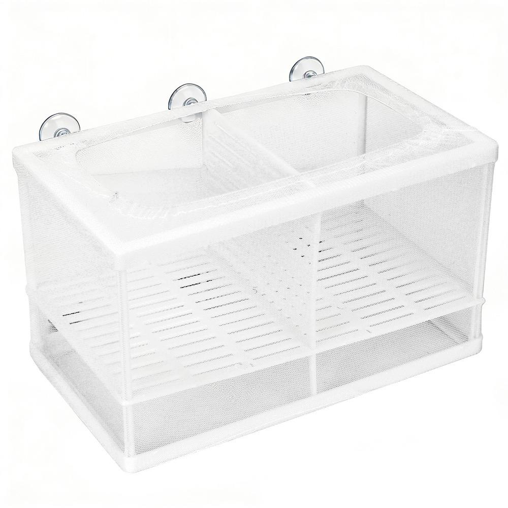 With Suction Cup Aquarium Fish Breeder Box Nylon Mesh With Partition Isolation Box Large Size White 3 Rooms Breeder Hatchery