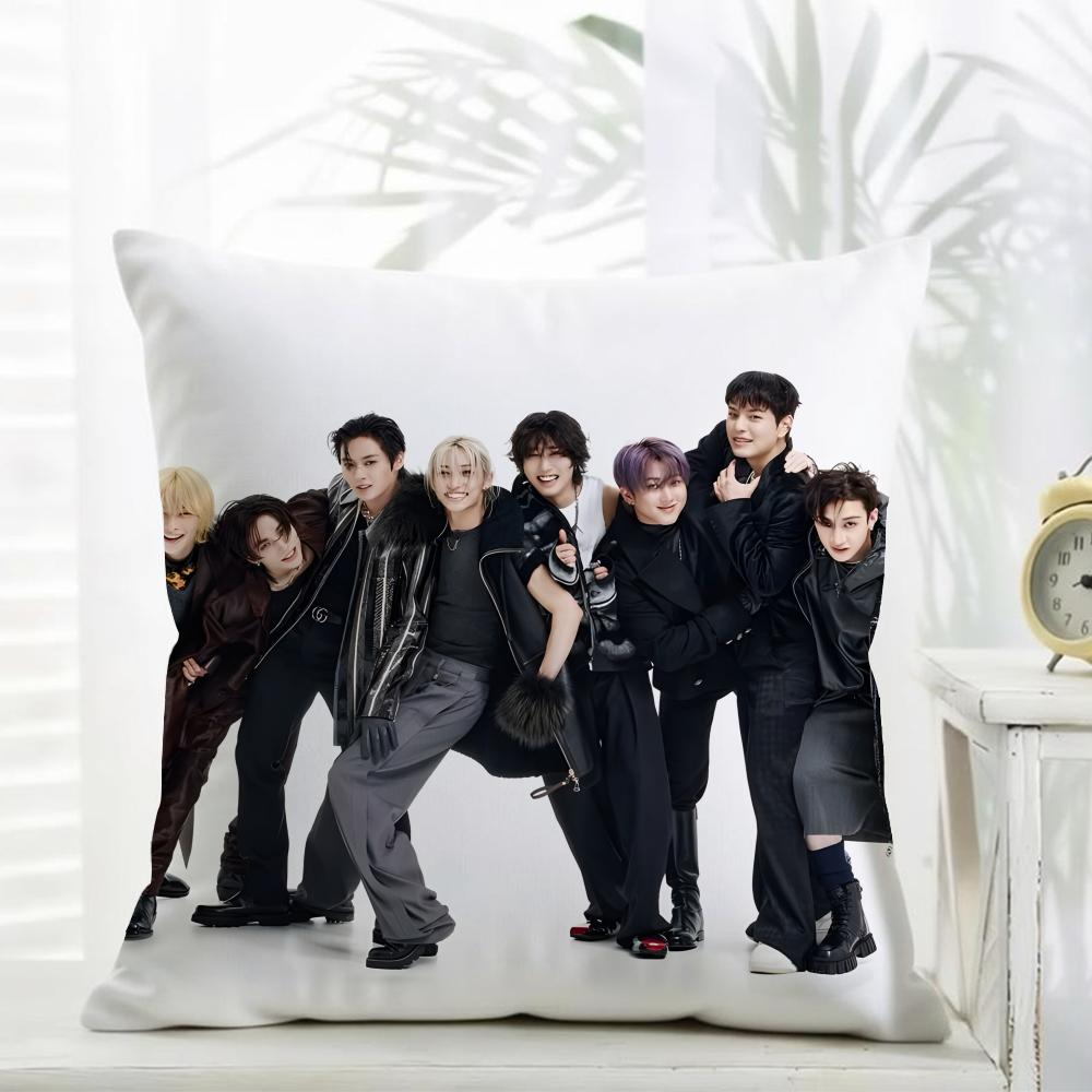 SStray Kids Cushion Cover Daily Washable Linen Pillowcase Soft for Sofa Bed Home Room Decor