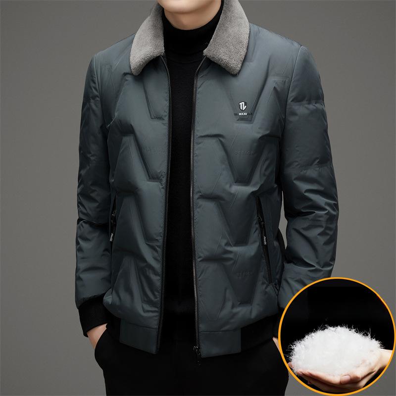 

Зимняя куртка с отворотом и съемным шерстяным воротником, утолщенная, теплая 4XL