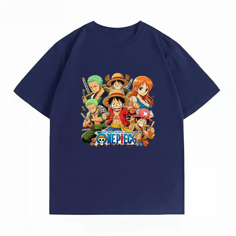 One Piece Straw Hat Crew All Members Print T-Shirt Casual Short Sleeve Cotton Anime Streetwear Unisex's T-Shirt