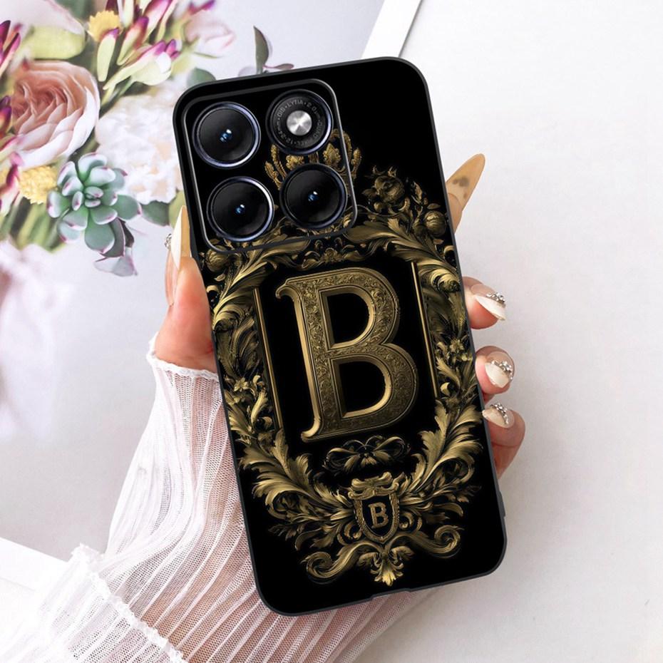Modische Krone Buchstabenhülle Für Motorola Edge 70 Fusion Weiche Schwarze Silikon-Rückseite Für Motorola Edge70 Fusion 5G Handyhüllen