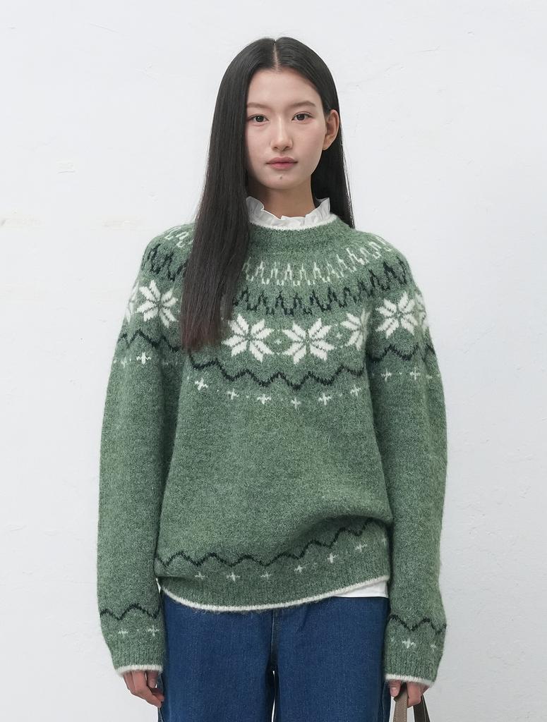 GENERALIDEA Unisex Wool Snow Nordic Pullover [Pistachio] / Sbd4U05022