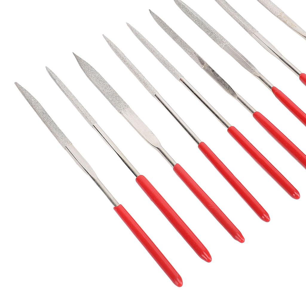 10 Stück Metallnagelfeile Nagelwerkzeugset Rote Gummihülle Mehrzweck Kleines Metallfeilenset für Zuhause Nagelsalon