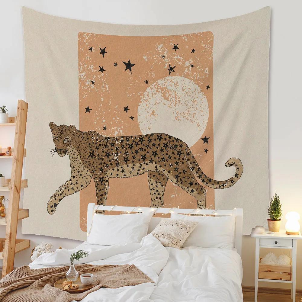Boho Background Illustration Mural Decor Geometric Tapestry Wall Hanging Bedroom Aesthetic  Blanket