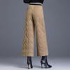 Down Cotton Pants Women Wearing Fashionable Wide-leg Pants Winter Thickened High-waist Loose Warm Pants