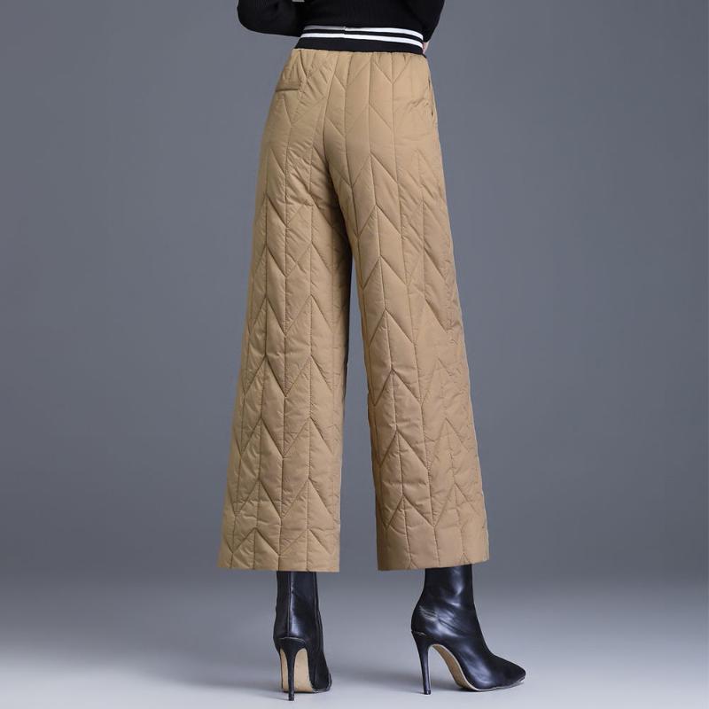 Down Cotton Pants Women Wearing Fashionable Wide-leg Pants Winter Thickened High-waist Loose Warm Pants
